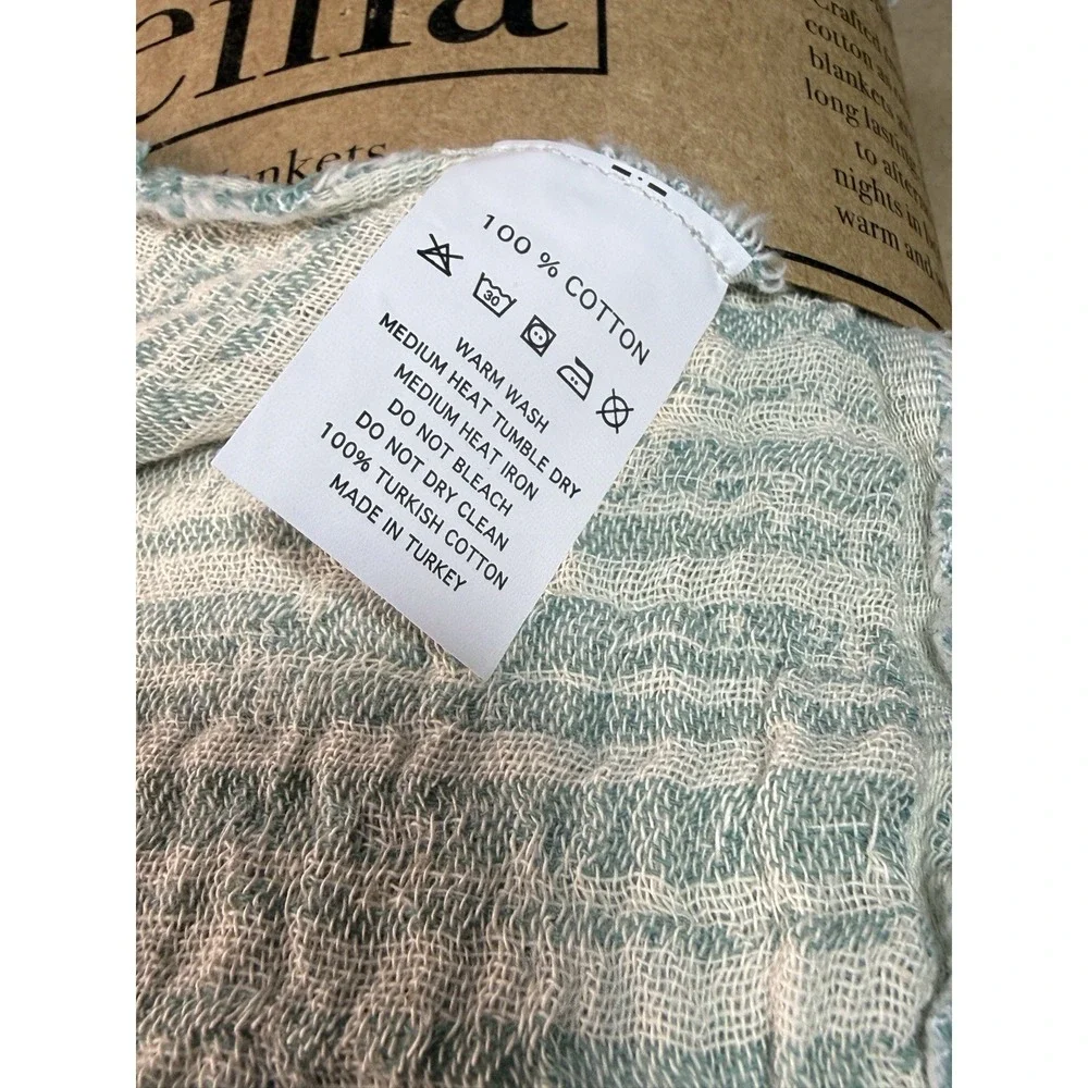 Teema‎ Blanket Towel Stripes Blue White Turkish Cotton Boho Beach Lounge Decor